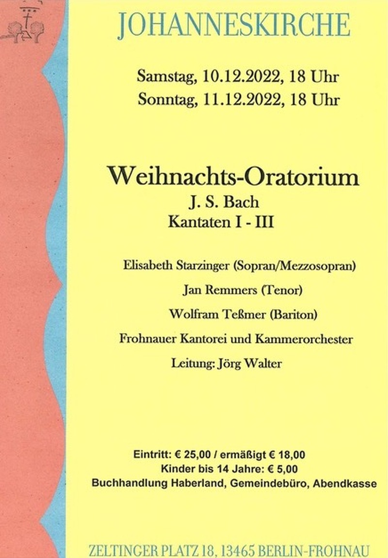 Weihnachtskonzert in der „Johanneskirche Frohnau“, Hohen Neuendorf Weihnachtskonzert in der „Johanneskirche Frohnau“, Hohen Neuendorf