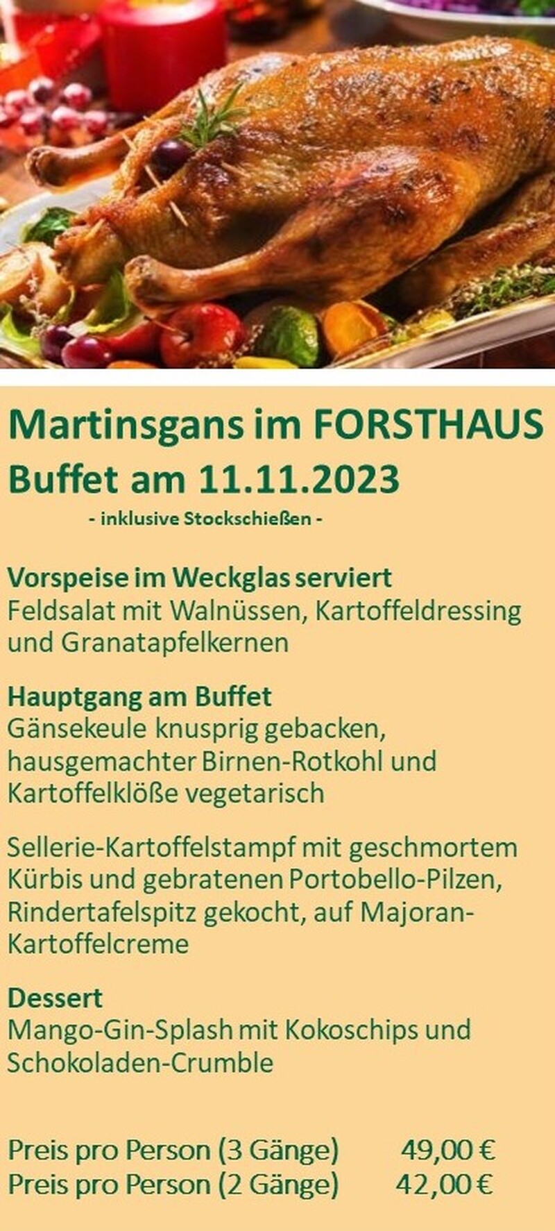 Martinsgans-Essen im Forsthaus, Hohen Neuendorf Martinsgans-Essen im Forsthaus, Hohen Neuendorf