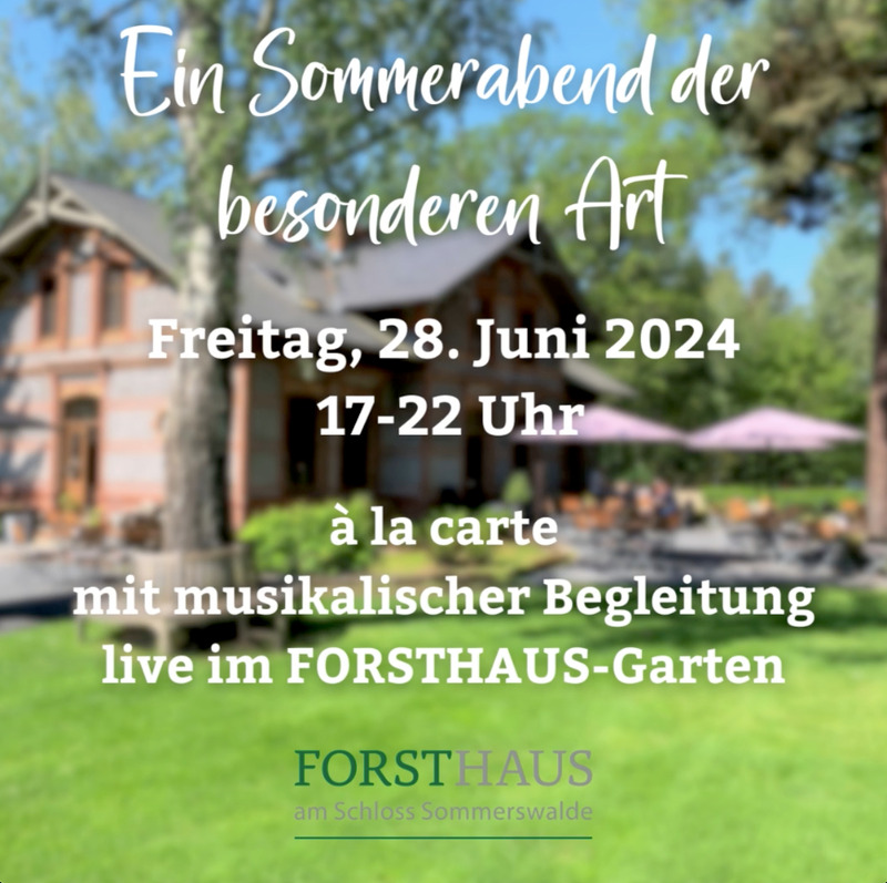 À la carte-Abend mit Live-Musik im Forsthaus am Schloss Sommerswalde, Hohen Neuendorf À la carte-Abend mit Live-Musik im Forsthaus am Schloss Sommerswalde, Hohen Neuendorf