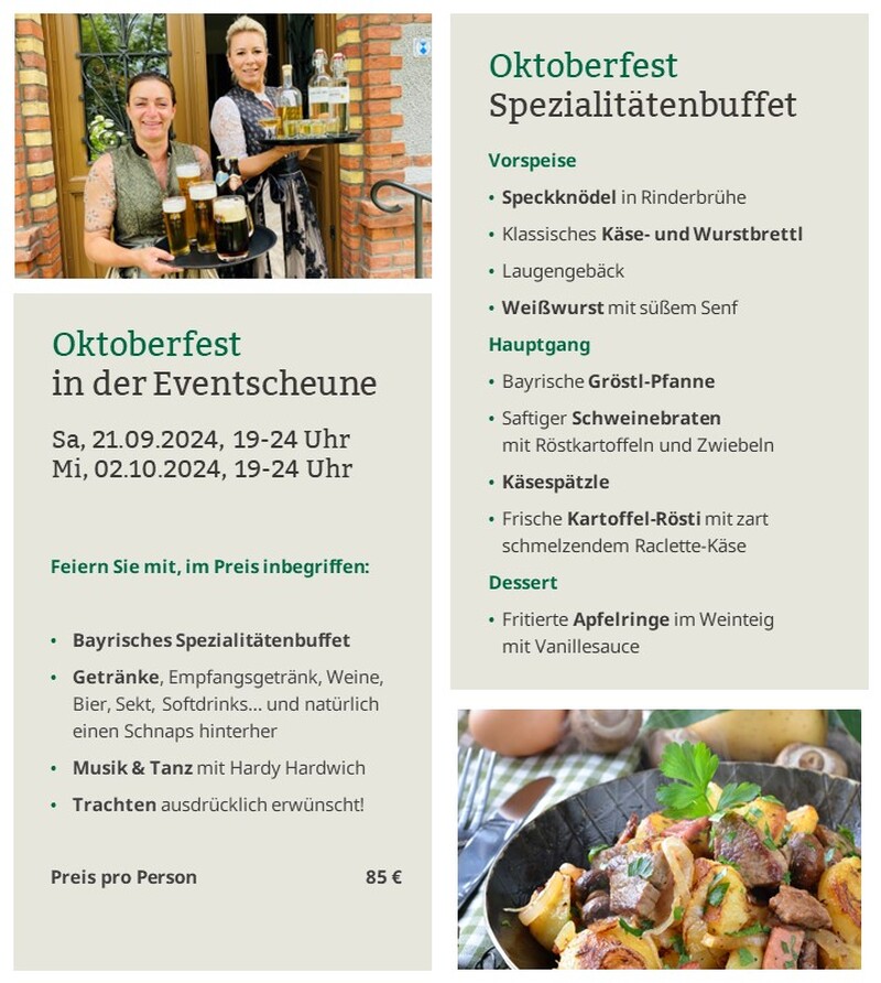 Oktoberfest im Forsthaus am Schloss Sommerswalde: Feiern in Tracht und guter Laune, Hohen Neuendorf Oktoberfest im Forsthaus am Schloss Sommerswalde: Feiern in Tracht und guter Laune, Hohen Neuendorf