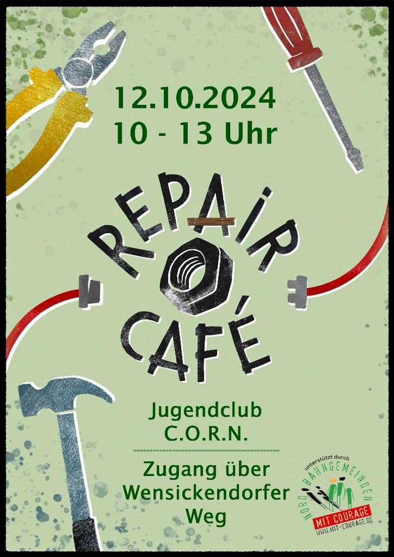 Repair-Café im Jugendclub am 12. Oktober, Hohen Neuendorf Repair-Café im Jugendclub am 12. Oktober, Hohen Neuendorf